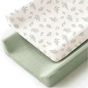 Neutral Color Soft and Breathable Muslin Baby <b>Changing</b> <b>Pad</b> <b>Covers</b> for Boys Girls - Product Image 4