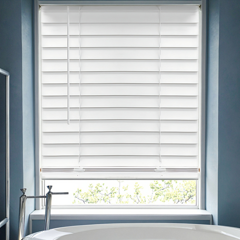 50mm Built-In PVC Fauxwood Modern Blinds with UV Blocking Eco-Friendly Dust-Proof Mold-Resistant Office/Hotel Windows