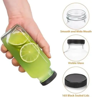 Bouteilles de jus en verre transparent de qualité supérieure en gros, 375 ml/350 ml/12 oz/300 ml/250 ml, design carré français, bouchon à vis, décalcomanie sérigraphiée