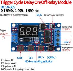 Módulo de temporizador de retardo de relé Placa de control Temporización de ciclo y circuito de disparo para automatización - Product Image 5