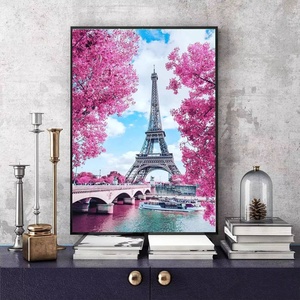 Pintura de Diamantes Serie Paisaje: Torre Eiffel, Barco junto al Lago, Puente, Atmósfera, Bordado a Mano, Set de Regalo Art Deco - Product Image 2