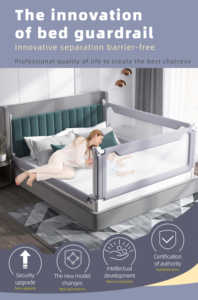 Barrière de lit pour enfant ElsaBaby, 1,8 m, bleue, pliable, barrière de sécurité pour voyage, pour enfants de 0 à 3 ans, panneau en maille, norme européenne, écologique - Product Image 2