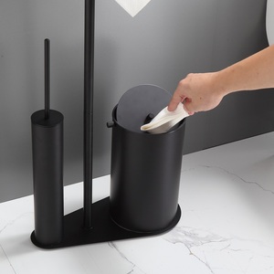 Porte-papier hygiénique multifonctionnel en acier inoxydable 304 <span class=keywords><strong>Brosse</strong></span> <span class=keywords><strong>de</strong></span> <span class=keywords><strong>toilette</strong></span> noire avec bac à poussière - Product Image 3