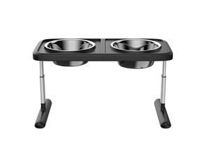 Yun verstellbarer Edelstahl Katzenfutter Wasserschale Doppels ch üsseln Esstisch für mittlere bis große Haustiere Erhöhte Tier fütterer - Product Image 4