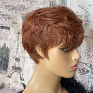 <span class=keywords><strong>Parrucche</strong></span> Pixie Cut Marroni con Chiusura Frontale in Pizzo, Capelli Umani Vergini Brasiliani, <span class=keywords><strong>Parrucche</strong></span> <span class=keywords><strong>Corte</strong></span> Pixie Senza Colla per Donna - Product Image 3