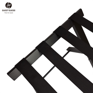 Guesr <span class=keywords><strong>Guess</strong></span> Porte-bagages portable en bois de hêtre de 5cm d'épaisseur Pliable de haute qualité Noir Chambre à coucher Hôtel Étagères de rangement Étagères - Product Image 4