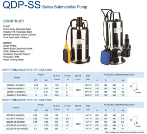 Pompes à eaux usées haute efficacité QDP V QDX, moteur submersible pour puits profond avec interrupteur à flotteur en nylon, pompe d'irrigation à turbine pour jardin - Product Image 3