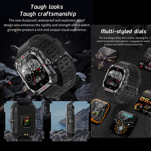 Nouveau sport Smartwatch hommes montre intelligente noir 2.02 "grand écran 400mah longue durée de vie de la batterie IP 67 Flip TFT Digital Smartwatch - Product Image 4
