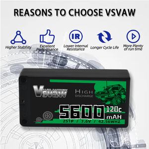 VSVAW 2S 7.6V HV Lipo pil 5600mAh 120C sert çanta RC araba tekne için Plug fiş ile kamyon tankı araç Truggy Buggy Xpand ralli - Product Image 5