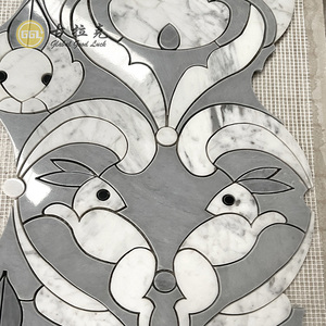Dernier design de mosaïque en marbre blanc et gris à motif de <span class=keywords><strong>lapin</strong></span>, jet d'eau, pour la décoration de la maison - Product Image 6