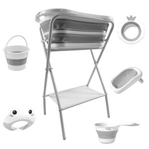 <span class=keywords><strong>Baignoire</strong></span> <span class=keywords><strong>pliable</strong></span> portative avec pieds en acier inoxydable toilettage support de douche pour animaux de compagnie pour chiens se baignant en PP TPE et fer - Product Image 1