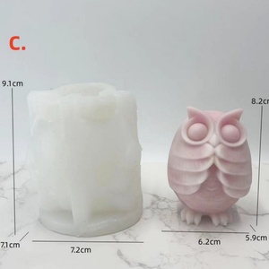 Molde de silicona 3D de búho para velas, divertidos animales de dibujos animados para adornos de resina DIY y velas aromáticas, herramientas para pasteles - Product Image 6