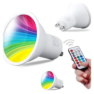 Yeni Amazon sıcak satmak 8 adet 6w GU10 Led ampul beyaz plastik ışık RGBW Dimmable dim skk akıllı Rgb spot lamba