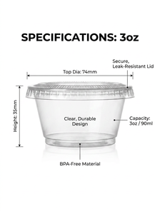 Gobelet à sauce soufflée jetable transparent en PP noir personnalisé FULING 3,25 oz - Product Image 2
