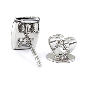 Nouveauté - Boucles d'oreilles clous en or blanc 18 carats avec pierres naturelles baguette plaquées or, mignonnes, pour mariage, femmes - Product Image 3