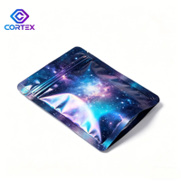 Sacs Mylar personnalisés holographiques en stock, découpés sur mesure, pour emballage de biscuits 1g, 2g, 3.5g