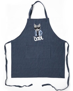 Atacado <span class=keywords><strong>blue</strong></span> denim jeans pano logotipo personalizado personalizado heavy duty algodão grande chef bib jardim café cozinha avental