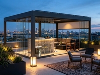 Pergola en aluminium anti-corrosion pour extérieur, toit à lamelles motorisées, imperméable, gazebo de jardin avec écran latéral, éclairage LED, personnalisable
