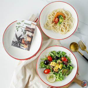 Chaîne de <span class=keywords><strong>pâtes</strong></span> rondes <span class=keywords><strong>en</strong></span> relief, bol à salade, assiette <span class=keywords><strong>en</strong></span> céramique, vaisselle, livraison directe d'usine - Product Image 6