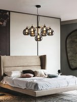 Luminaire suspendu en verre rond multi-têtes de style nordique moderne, minimaliste post-moderne, luxe léger, en fer forgé