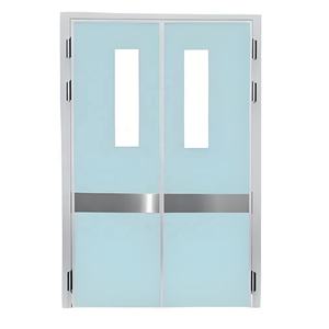 Porte battante manuelle en acier au design tropical moderne avec ferme-porte et finition verre pour usage intérieur et extérieur en milieu hospitalier - Product Image 5