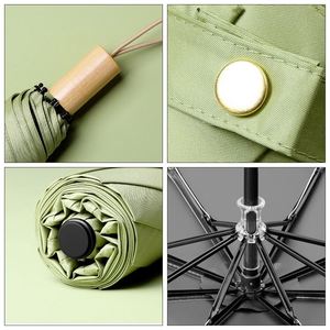 Multi Colors 3 Folding Uv Protection <b>Windproof</b> Business Automatic <b>Umbrella</b> With Wooden Handle - Product Image 2