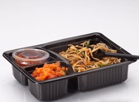 Bandeja de plástico transparente para comida, bandeja desechable para comida, 3 CP