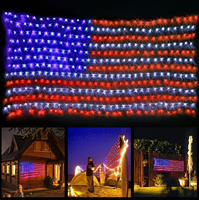 Guirlandes lumineuses drapeau américain avec 390 LED, étanches, rouge, blanc, bleu, décorations LED USA pour extérieur, jardin, fenêtre