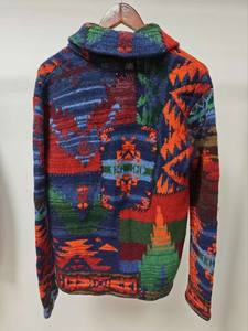 Cárdigan de Punto Patchwork Hecho a Mano con Cuello de Solapa, Informal, Transpirable, de Lana/Cachemira para Mujer, con Eslogan de Exploración y Senderismo - Product Image 2