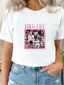 T-shirt da donna horror di San Valentino, retrò, con Cupido che soffia bolle, a maniche corte, casual, per tutti i giorni, in jersey 100% cotone stampato - Product Image 3