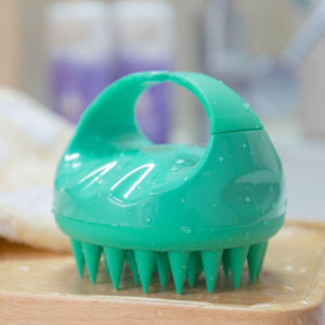 Fornitura di fabbrica spazzola per Shampoo in Silicone ecologico massaggiatore per cuoio capelluto per capelli rosa nero - Product Image 5