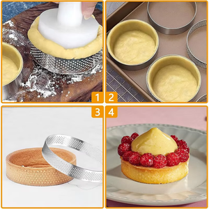 Cercles à <span class=keywords><strong>tarte</strong></span> perforés en acier inoxydable avec trous, pour fonds de <span class=keywords><strong>tarte</strong></span>, tour de fruits, quiches, moules à gâteaux et mousses - Product Image 5