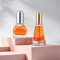 Flacon compte-gouttes en verre transparent de 15 ml et 30 ml avec bouchon à pompe pour huile essentielle nutritive pour cuticules et huile capillaire