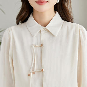 Camicette eleganti in raso <span class=keywords><strong>con</strong></span> bottone <span class=keywords><strong>con</strong></span> <span class=keywords><strong>nodo</strong></span> e bottone in seta a righe leggere da donna - Product Image 4