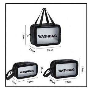 Sac de rangement pour cosmétiques, maquillage, bain et toilette, en cuir PU, PVC transparent, avec fermeture éclair, logo personnalisé - Product Image 2