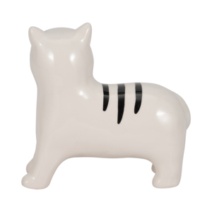 Statuetta di Gatto in Ceramica Bianca con Strisce Nere, Decorazione Moderna per Casa e Ufficio - Product Image 4