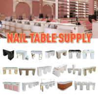 Table de manucure de luxe pour technicien(ne) ongulaire, double table de salon de manucure avec collecteur de poussière