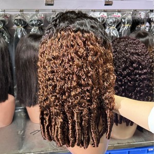 Perruque frontale 13*4 en <span class=keywords><strong>cheveux</strong></span> humains naturels <span class=keywords><strong>bouclés</strong></span> birmans, tissée à la main, double épaisseur, 20 pouces - Product Image 4