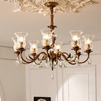 Lustres suspendus en cuivre européen de luxe, luminaires en verre cristal LED pour salon, lampes suspendues modernes de style victorien pour hôtel