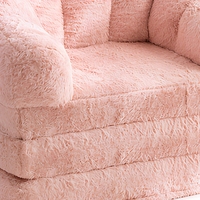 MAXYOYO Fauteuil Poire Moderne en Fausse Fourrure PU, Forme Florale, Ultra Doux, avec Accoudoirs, Grand Canapé de Lecture pour Salon et Chambre, Rose