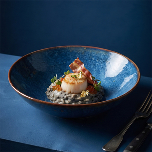 Venta al por Mayor Directa de Fábrica, Tazón de Cerámica para Frutas y Ensaladas, Juego de Tazones de Porcelana Azul para Servir Sopa y <span class=keywords><strong>Ramen</strong></span> para Restaurantes - Product Image 1