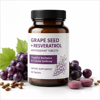 Comprimés de pépins de raisin et de resvératrol en gros sous marque privée – Supplément antioxydant végétal naturel anti-âge pour les soins de la peau à long terme
