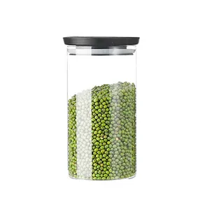 Frascos de vidrio de alta borosilicato para cocina, frascos grandes de vidrio transparente con tapas selladas para almacenamiento de granos, 450ml