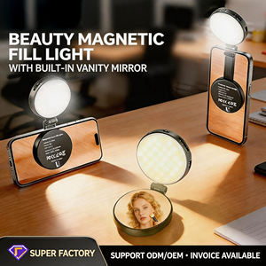 Beauty Magnetic Fill Light With Built-In <b>Vanity</b> Mirror For Phone Selfie LED <b>Lighting</b> Adjustable Color Temperature - Product Image 1