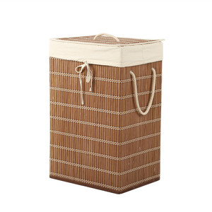 Rotonda di bambù paniere della lavanderia con coperchio - Product Image 5