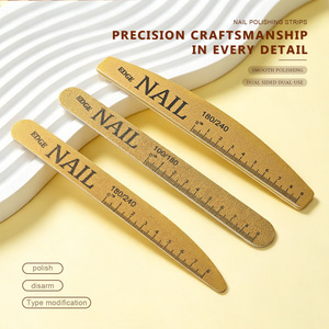 Vente en gros d'accessoires de manucure professionnels pour salons de beauté, lime à ongles en bois double face 100/180 en forme de demi-lune avec règle - Product Image 4