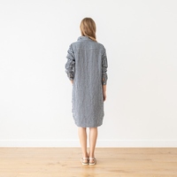 Robe décontractée à carreaux personnalisable pour femmes, en coton et lin, longueur genou, robes à carreaux pour femmes, été printemps