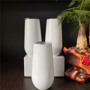 New Product 6oz Wine Tumbler Champagne Cola Stainless Insulation Egg Shaped <b>Cup</b> With <b>Plastic</b> <b>Drinking</b> Lid for Sublimation - Product Image 3