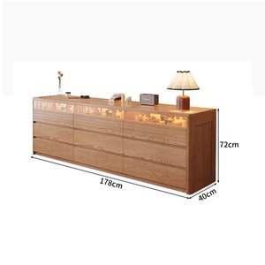 Commode à 9 tiroirs en bois massif de frêne avec éclairage, meuble de rangement pour chambre à coucher - Product Image 5