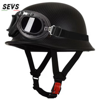 Casque demi-face rétro vintage de style allemand, certifié ABS DOT/ECE, cadre noir, pour moto chopper